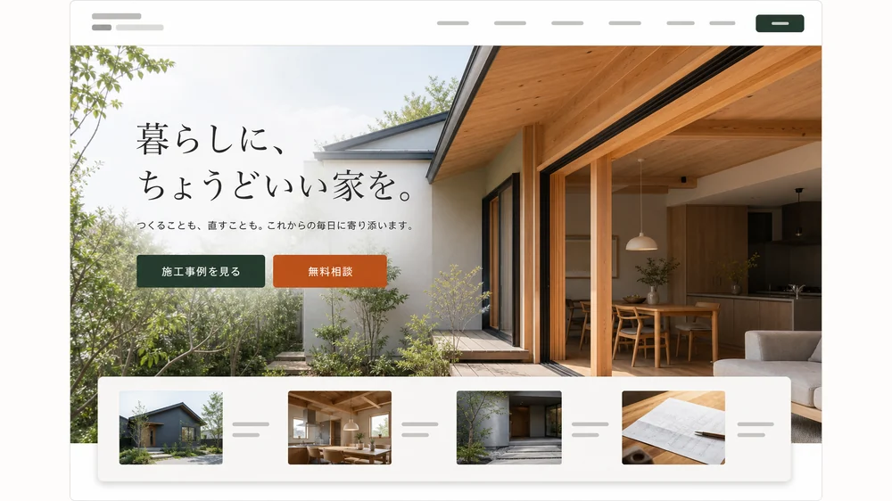 工務店のホームページ（制作イメージ）